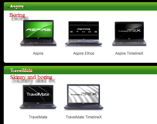 Lenovo Thinkpad T-series vs. MacBook Pro 2011 comparison - Acer website